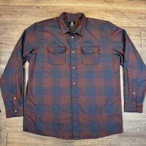 Flylow Quilted Flannel Men’s 2xl Burgundy Blue Snap Button Up